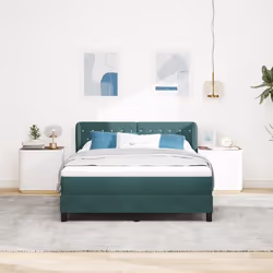 Lit à sommier tapissier avec matelas vert foncé 160x200 cm velours 3340343