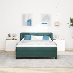 Lit à sommier tapissier avec matelas vert foncé 160x200 cm velours 3340343