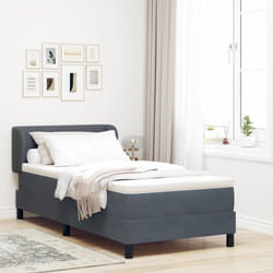 Vidaxl Lit À Ressorts Avec Matelas Gris Foncé 80x200 Cm En Velours