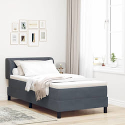 Lit À Ressorts Avec Matelas Gris Foncé 80x200 Cm En Velours Vidaxl
