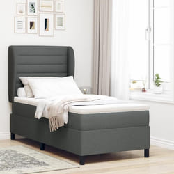 Lit coffre avec matelas gris foncé 100x200 cm en tissu 3340488