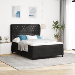 Lit Box Spring vidaXL avec Matelas Noir 140x190 cm Velours 3340870