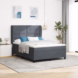 Lit Box Spring vidaXL avec Matelas Gris Foncé 140x190 cm Velours 3340923