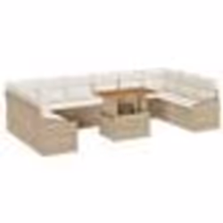 vidaXL Ensemble de jardin 11 pièces avec coussins beige en poly rattan et acacia