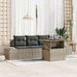 vidaXL Set de salle à manger de jardin 5 pièces avec des coussins en poly rotin gris et en acacia