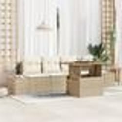 vidaXL Ensemble de salle à manger de jardin 5 pièces avec coussins en poly rotin beige acacia
