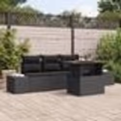 vidaXL Ensemble de salle à manger de jardin 5 pièces avec coussins en poly rotin noir et acacia
