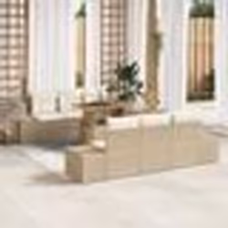 vidaXL Set de salle à manger de jardin 7 pièces avec coussins en rotin poly beige et acacia