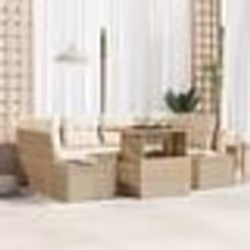 vidaXL Set de salle à manger de jardin 7 pièces avec coussins en polyrotin beige et acacia.