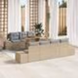 vidaXL Set de jardin 8 pièces avec coussins en poly rotin beige et acacia