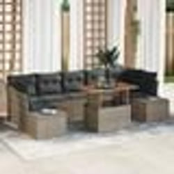 vidaXL Ensemble de salle à manger de jardin 8 pièces avec coussins en poly rotin gris et acacia