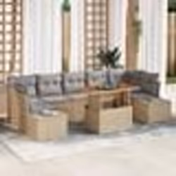 vidaXL Ensemble de jardin 8 pièces avec coussins en poly rotin beige et acacia