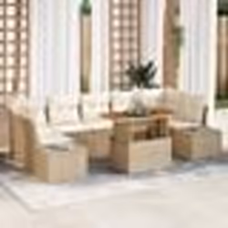 vidaXL Ensemble de salle à manger de jardin 8 pièces avec coussins beige en poly rattan et acacia