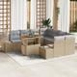 vidaXL Ensemble de salle à manger de jardin 9 pièces avec coussins beige en poly rotin et acacia de