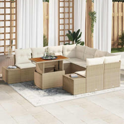 vidaXL Ensemble de salle à manger de jardin 9 pièces avec coussins beige
