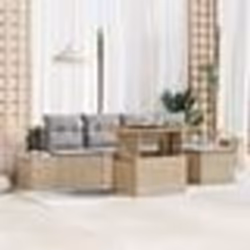 vidaXL Ensemble de salle à manger de jardin 6 pièces avec coussins beige en poly rattan et acacia