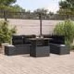 vidaXL Set de salle à manger de jardin 6 pièces avec coussins en rotin noir et bois d'acacia
