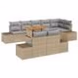 vidaXL Ensemble de jardin 9 pièces avec coussins beiges en poly rotin et acacia
