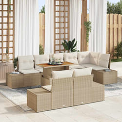 vidaXL Ensemble de salle à manger de jardin 9 pièces en poly rotin beige et acacia
