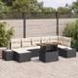vidaXL Ensemble de salle à manger de jardin 8 pièces avec coussins en poly rotin noir et bois d'acacia.