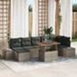 vidaXL Ensemble de salle à manger de jardin de 8 pièces avec coussins en polyrotin gris et acacia
