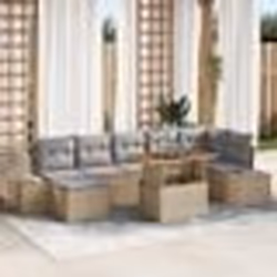 vidaXL Ensemble de salle à manger de jardin 8 pièces avec coussins en poly rotin beige et acacia
