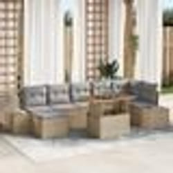 vidaXL Ensemble de salle à manger de jardin 8 pièces avec coussins en poly rotin beige et acacia
