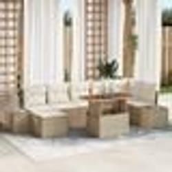 vidaXL Ensemble de salle à manger de jardin 8 pièces avec coussins beige en rattan poly