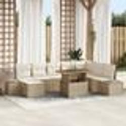vidaXL Ensemble de salle à manger pour jardin 9 pièces avec coussins beige en poly rattan et acacia