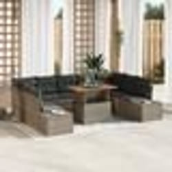 vidaXL Ensemble de salle à manger de jardin de 10 pièces avec coussins en rattan gris et acacia