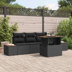 vidaXL Ensemble de salle à manger pour jardin 5 pcs Noir et Marron