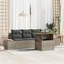 vidaXL Ensemble de jardin 5 pièces avec coussins en poly rotin gris et acacia