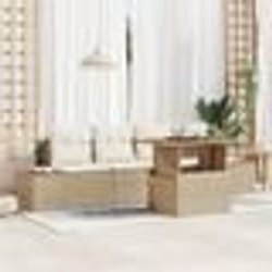 vidaXL Ensemble de salle à manger de jardin 5 pièces avec coussins en poly rotin beige et acacia