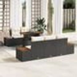 vidaXL Ensemble de jardin 6 pièces avec coussins en poly rattan noir et acacia