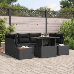 vidaXL Ensemble de salle à manger pour jardin 7 pcs Noir et Marron
