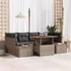 vidaXL Ensemble de jardin 7 pièces avec coussins en poly rotin gris et acacia