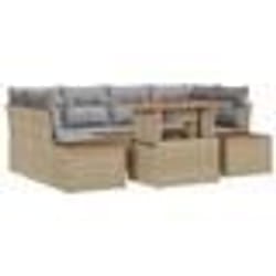 vidaXL Ensemble de jardin 7 pièces avec coussins beige