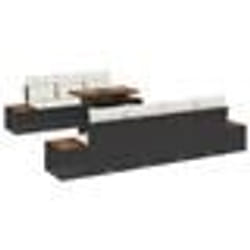 vidaXL Ensemble de salle à manger de jardin 8 pièces avec coussins en rattan poly noir et acacia