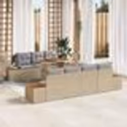 vidaXL Ensemble de jardin 8 pièces avec coussins en poly rattan beige et acacia