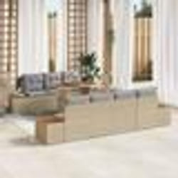 vidaXL Ensemble de jardin 8 pièces avec coussins en poly rattan beige et acacia