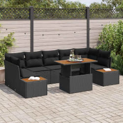 vidaXL Ensemble de salle à manger pour jardin 8 pcs Noir et Marron