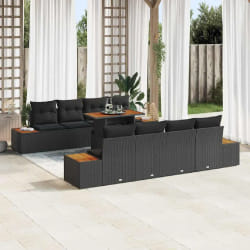 vidaXL Ensemble de salle à manger pour jardin 9 pcs Noir et Marron