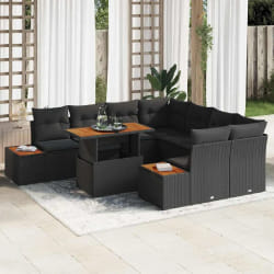 vidaXL Ensemble de salle à manger pour jardin 9 pcs Noir et Marron
