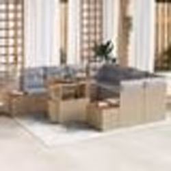 vidaXL Set de salle à manger de jardin 9 pièces avec coussins en poly rotin beige et acacia