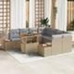 vidaXL Set de salle à manger de jardin 9 pièces avec coussins en poly rotin beige et acacia