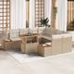 vidaXL Ensemble de jardin de 9 pièces avec coussins, en poly rattan beige et acacia