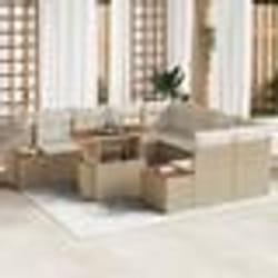 vidaXL Ensemble de jardin de 9 pièces avec coussins, en poly rattan beige et acacia