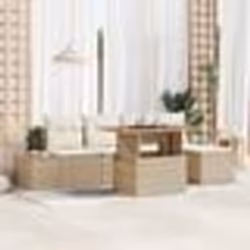 vidaXL Ensemble de salle à manger de jardin 6 pièces avec coussins en poly rotin beige et bois d'acacia