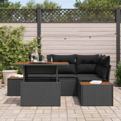 vidaXL Ensemble de salle à manger pour jardin 5 pcs Noir et Marron