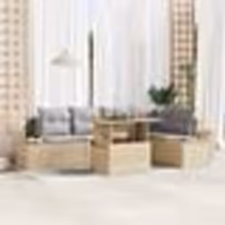 vidaXL Ensemble de jardin 6 pièces avec coussins beiges en polyrotin et acacia